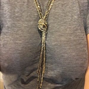 Gold silver and pewter Long adjustable necklace